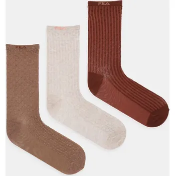 Pánské ponožky Ponožky Fila 3-pack hnědá barva, F6409 88X, vel. 35/38