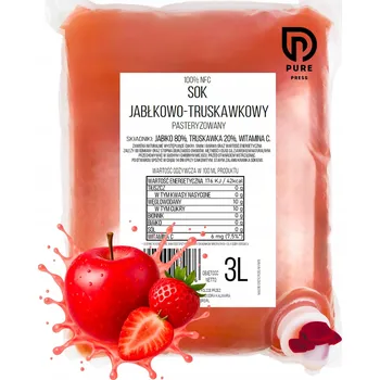 Jablečno-jahodová šťáva 3L NFC PURE PRESS Jablko 80 % Jahoda 20 %