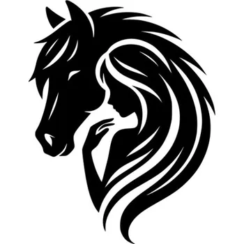 Samolepicí dekorace na vozidlo Samolepka hlava koně s dívkou na auto a motorku, tuning nálepka (6109)