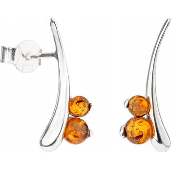 Náušnice Jemné STŘÍBRNÉ náušnice OBLOUKY puzeta JANTAR