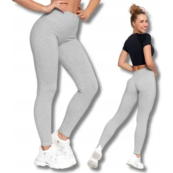 DÁMSKÉ ZATEPLENÉ LEGÍNY VYSOKÉHO PASU BAVLNA KLASICKÉ MORAJ ŠEDÉ L/XL