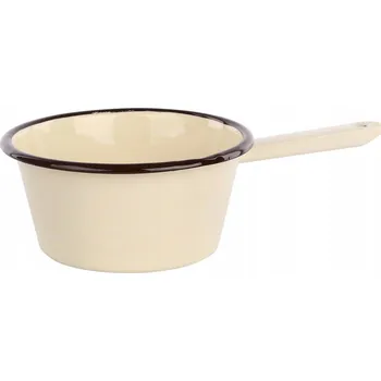 Hrnec Rendlík s rukojetí smaltovaný hrnec indukce plyn Silesia krémový 14 cm 0,6 l