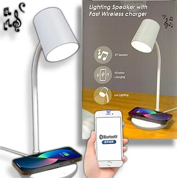 Lampička STOLNÍ LAMPA S INDUKČNÍ NABÍJEČKOU + BT REPRODUKTOR | LED LAMPA NA STŮL