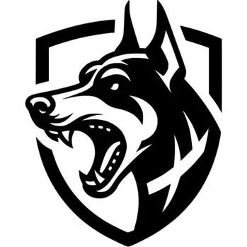 Samolepicí dekorace na vozidlo Samolepka dobrman v erbu na auto a motorku, tuning nálepka (6104)