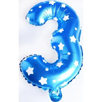 Balónek Fóliový balónek číslice 3 modrý na narozeninovou oslavu 40 cm