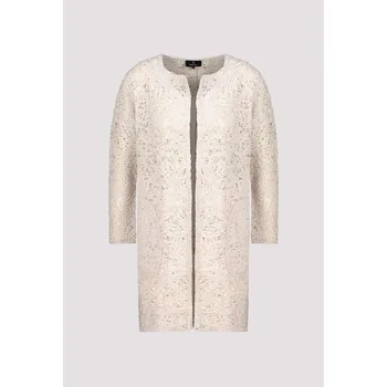 Dámská mikina Svetr Monari 9459 béžový háčkovaný dlouhý cardigan Velikost: 38