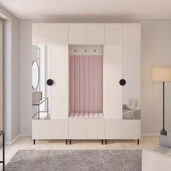 Předsíňová stěna Předsíňová stěna Rayo 3 se zrcadlem na nožkách Barva čalounění: Pastelová růžová - Trinity 19