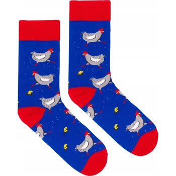 Ponožky bavlněné modré Slepičky 42-46 unisex