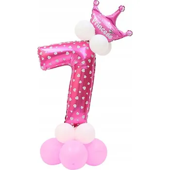Balónek BALÓNEK ČÍSLICE 7 RŮŽOVÝ NAROZENINOVÝ SET 14KS