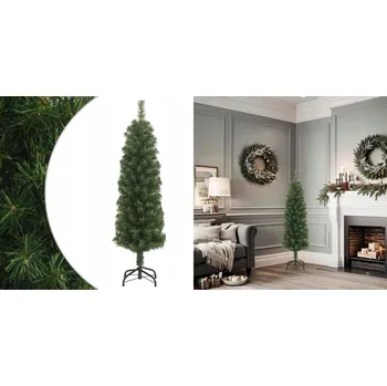 Vánoční stromek Úzký umělý vánoční stromek se stojanem, zelený, 120 cm, PVC
