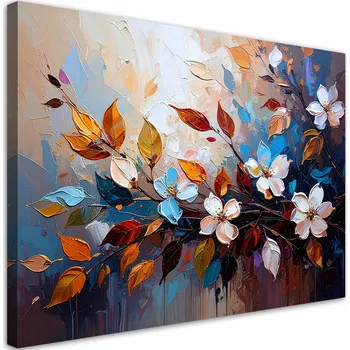 Obraz Obraz do obýváku, Barevné Listy Květiny imitace olejomalby 90x60