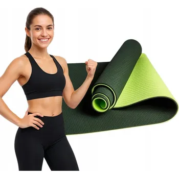 podložka na cvičení Podložka na cvičení TPE 183x61 cm protiskluzová fitness jóga eko 6mm s držákem