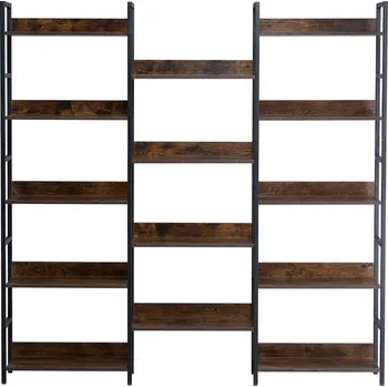 Knihovna Regál Vevor 176 cm x 176 cm x 30 cm černý, odstíny hnědé