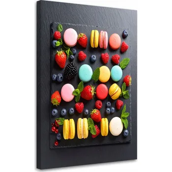 Obraz Obraz do kuchyně restaurace, Makronky, zákusky a ovoce 60x90