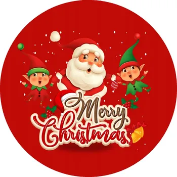 Vánoční dekorace Samolepky vánoční na svíčky 5 cm Mikołaj i Elfy - 4 sztuki