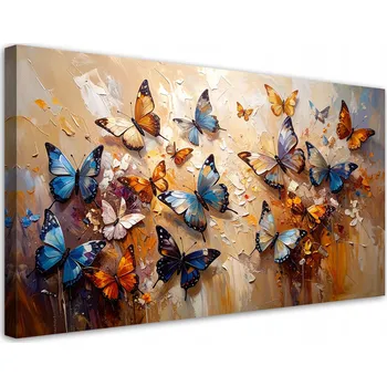 Obraz Obraz canvas do obývacího pokoje jídelny kuchyně, Barevní motýli 100x50