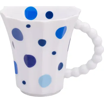 Porcelánový hrnek Retro T modré puntíky