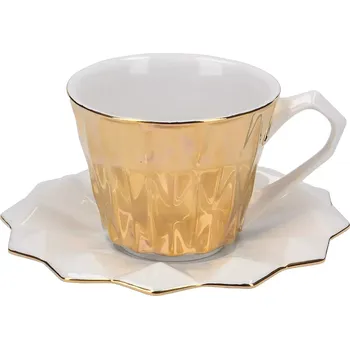 Porcelánový šálek s podšálkem Diamond Zlatý