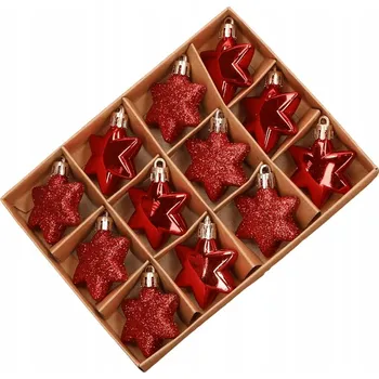 Vánoční dekorace Špičky na stromeček Hvězda 5 cm 12 ks