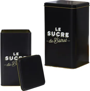 Dóza na potraviny Dóza na mouku Bistrot, černo-zlatá, kovová, 11 x 18 cm Elegantní černá