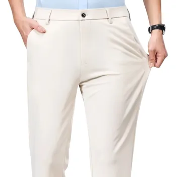 Pánské kalhoty Pánské elegantní společenské kalhoty s kapsami Jednobarevné formální kalhoty Různé barvy Pohodlný střih Polyester Spandex bílá 42