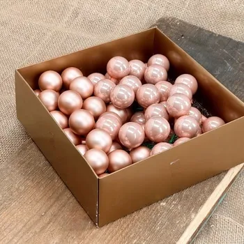 Vánoční dekorace Vánoční Baňky na drátku růžové 3 cm - 72 kusů ve zlaté krabičce