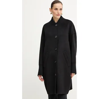 Dámský kabát Vlněný kabát Pinko černá barva, 105404 A1ZQ 105404.A1ZQ 99X, vel. XL