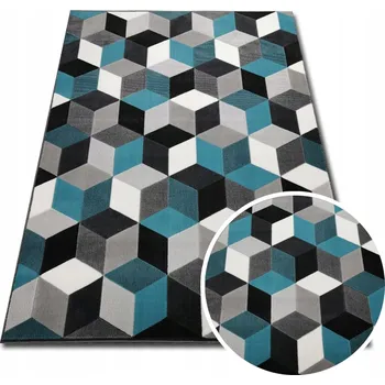 Koberec HUSTÝ KOBEREC 140X200 CM NEW IDEA 3D TYRKYSOVÝ MODERNÍ