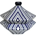 Kubistická šestiboká dóza s víkem s modrým dekorem