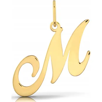 Přívěsek POZLACENÝ PŘÍVĚSEK NA ŘETÍZEK ZLATÝ PŘÍVĚSEK PÍSMENO M OZDOBNÝ 925 PÍSMENO