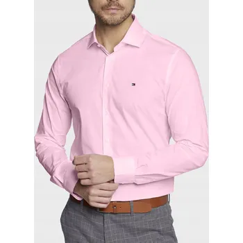 Pánská košile TOMMY HILFIGER pánská pletená košile, Slim střih, růžová, velikost M