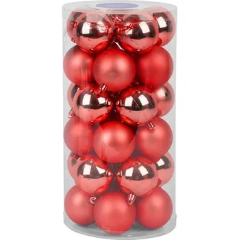 Vánoční dekorace KOULE MAGICHOME VÁNOCE, 30 ks, červené mix, 6 cm