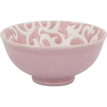Růžová porcelánová miska s květy uvnitř Arés - Ø12*5,5 cm / 300ml