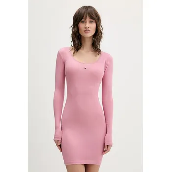 Dámské šaty Šaty Tommy Jeans růžová barva, mini, přiléhavé, DW0DW21508 30X, vel. M