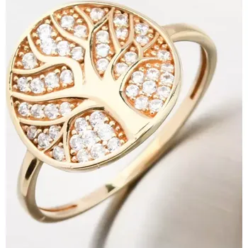 Prsten Dámský prsten žluté zlato 585 zirkon stromem života a 11R-371 velikost 56