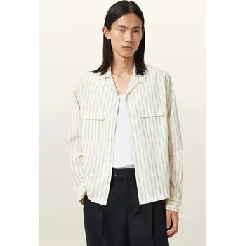 Pánská košile Bavlněná košile AllSaints STANLEY pánská, béžová barva, regular, M022SD 01X, vel. M