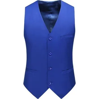 Pánská vesta Pánská elegantní vesta na knoflíky s kapsami a kapsičkou na prsou Jednobarevná společenská vesta Různé barvy Formální styl Polyester námořnická modrá XL