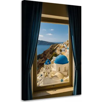 Obraz Obraz do obýváku ložnice, Výhled z okna na Santorini Řecko 40x60