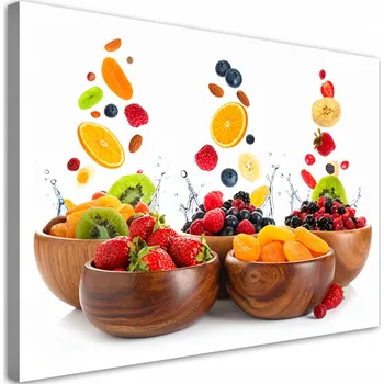 Obraz Obraz do kuchyně, jídelny nebo baru, Barevné ovoce v mísách 90x60