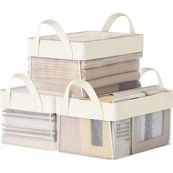 Úložný box PUDEŁKA ORGANIZERY KOSZ DO PRZECHOWYWANIA SKLÁDACÍ 3x ÚLOŽNÝ BOX KOŠÍK 30x20 do KOUPELNY KANCELÁŘE