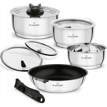 Sada nádobí Sada hrnců pánev a odnímatelná rukojeť víka Starke Pro Solve 9 ks