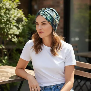 Ebbie Bavlněný turban-style - SMARAGDOVÉ LISTY Velikost: 54