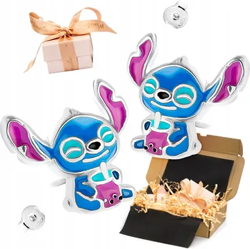 Náušnice Stříbrné náušnice 925 Stich Bubble Tea pro malou slečnu DÁREK