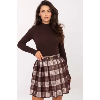 Dámská sukně Skládaná kostkovaná minisukně Rue Paris hnědá EU velikost: Univerzální
