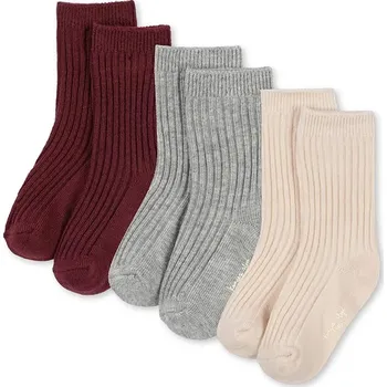 Dívčí oblečení Dětské ponožky s bavlnou Konges Sløjd 3 PACK RIB SOCKS KS104187.PreSpring burgundské 83X, vel. 22/24
