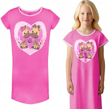 Dívčí oblečení NOČNÍ KOŠILE PRO DÍVKU, BAVLNĚNÁ, KRÁTKÝ RUKÁV, POLSKÉ PYŽAMO 134