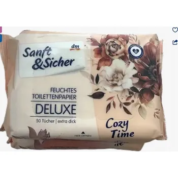 Toaletní papíry Sanft&Sicher Vlhčený toaletní papír Deluxe Cozy Time 50 ks
