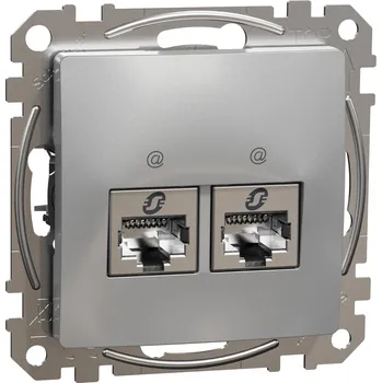 Elektrická zásuvka Sedna D/E - Datová zásuvka 2xRJ45 kat. 6A STP, Aluminium
