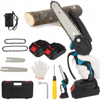 Motorová pila Aku řetězová pila 4" / 6" + 2x AKU + kufr + 2x ŘETĚZ