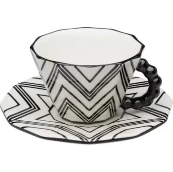 Espresso šálek s podšálkem černý cik cak